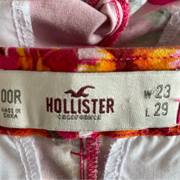 Hollister Floral Low Rise Shorts W23 Sz 00 Pink Orange Hawaiian Summer Holiday - Picture 12 of 13